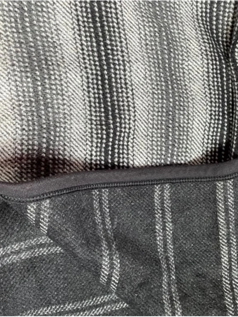 IBENA Gray Plaid Reversible Blanket with Black Trim
